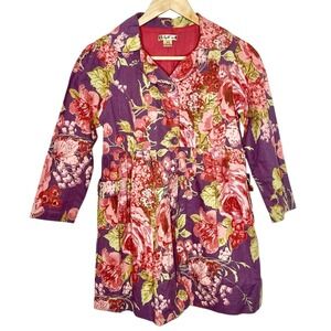 April Cornell Floral Jacket Girls Size 9/10 Y2K Cottage Cotton Lightweight Dress